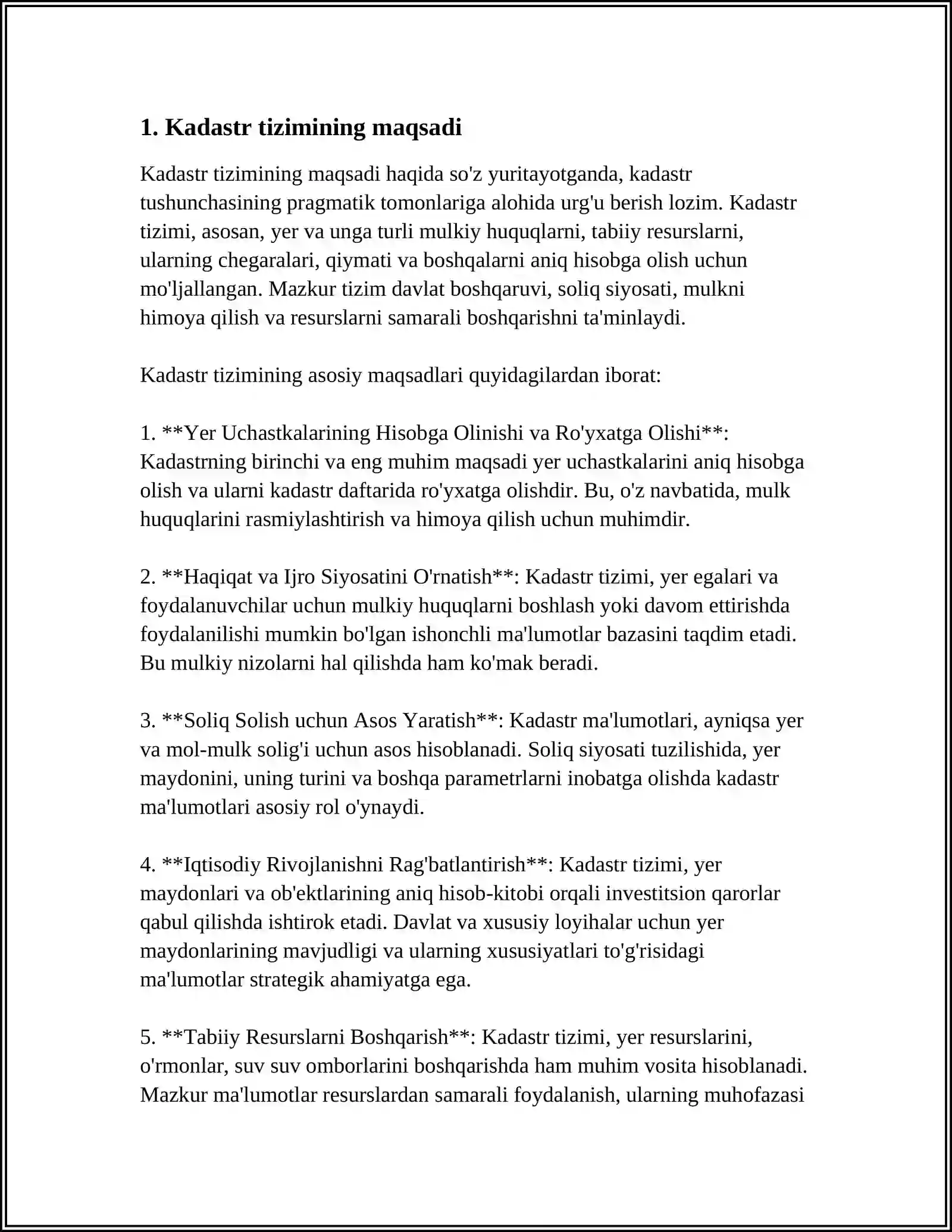 OʻZBEKISTON RESPUBLIKASINI DAVLAT KADASTRI TOʻGʻRISIDAGI QONUN 3