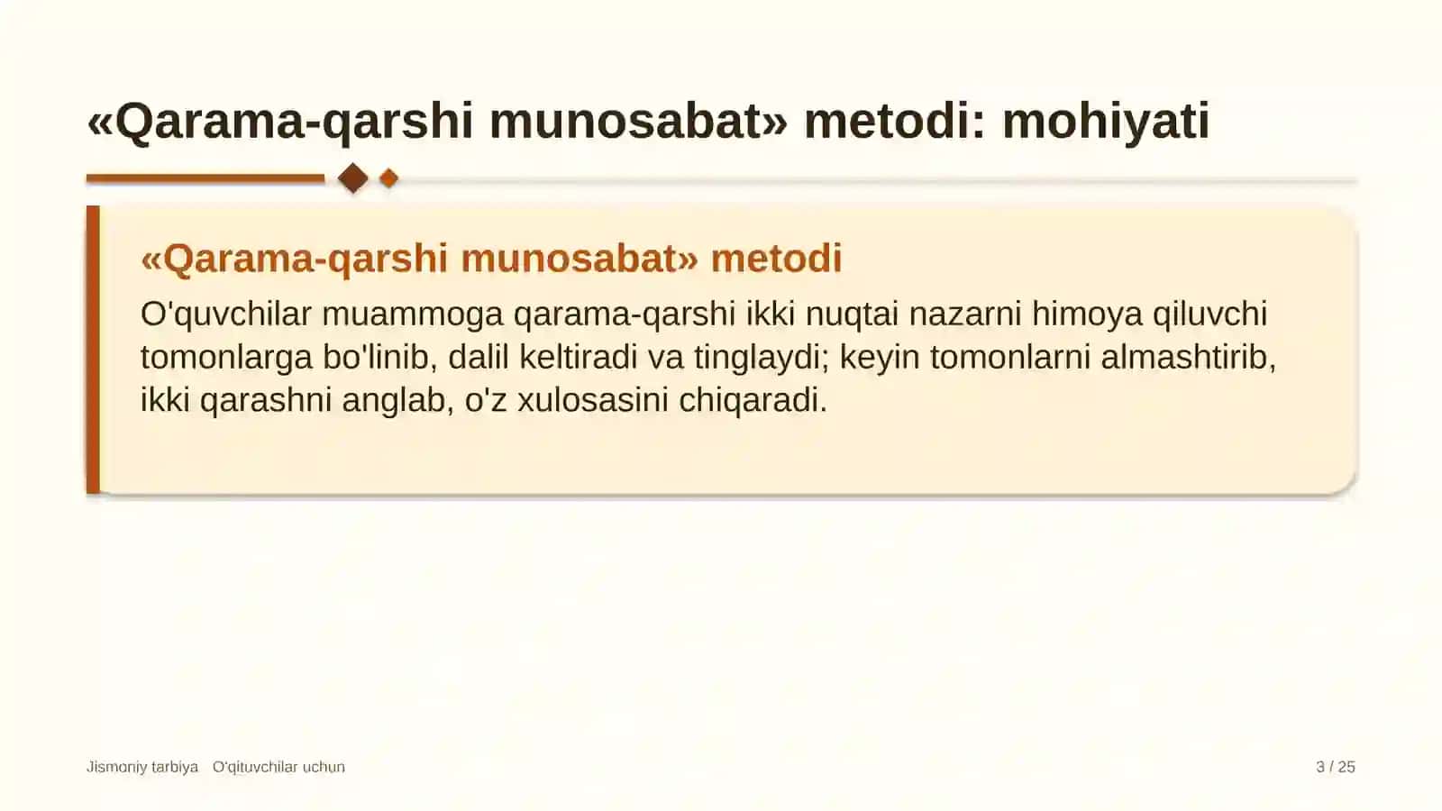 jismoniy tarbiya darslarida qarama qarshi munosabat metodidan foydalanish 2682 3