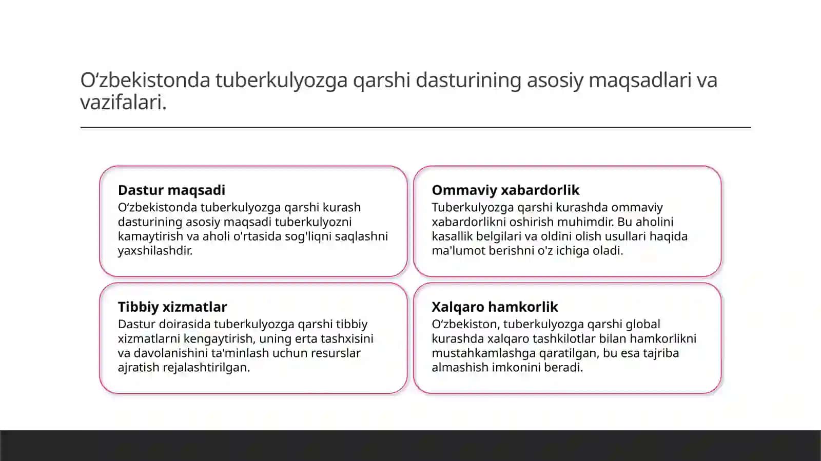 Oʻzbekistonda tuberkulyozga qarshi kurashishning milliy dasturi 3