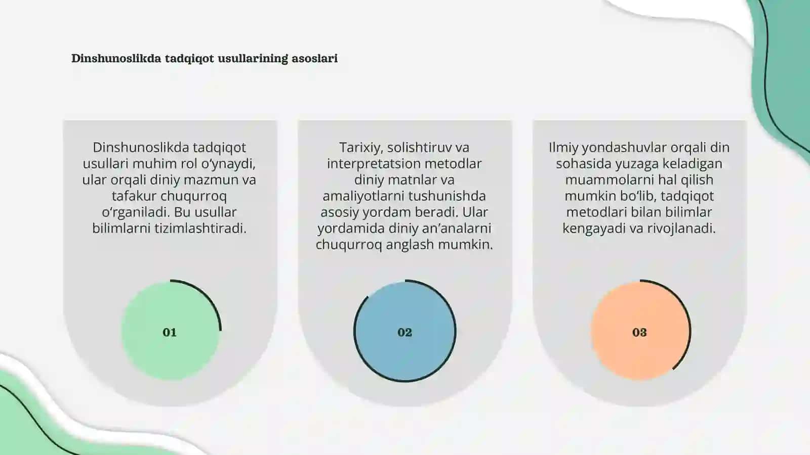 Dinshunoslikda qoʻllaniladigan tadqiqot usullari 3