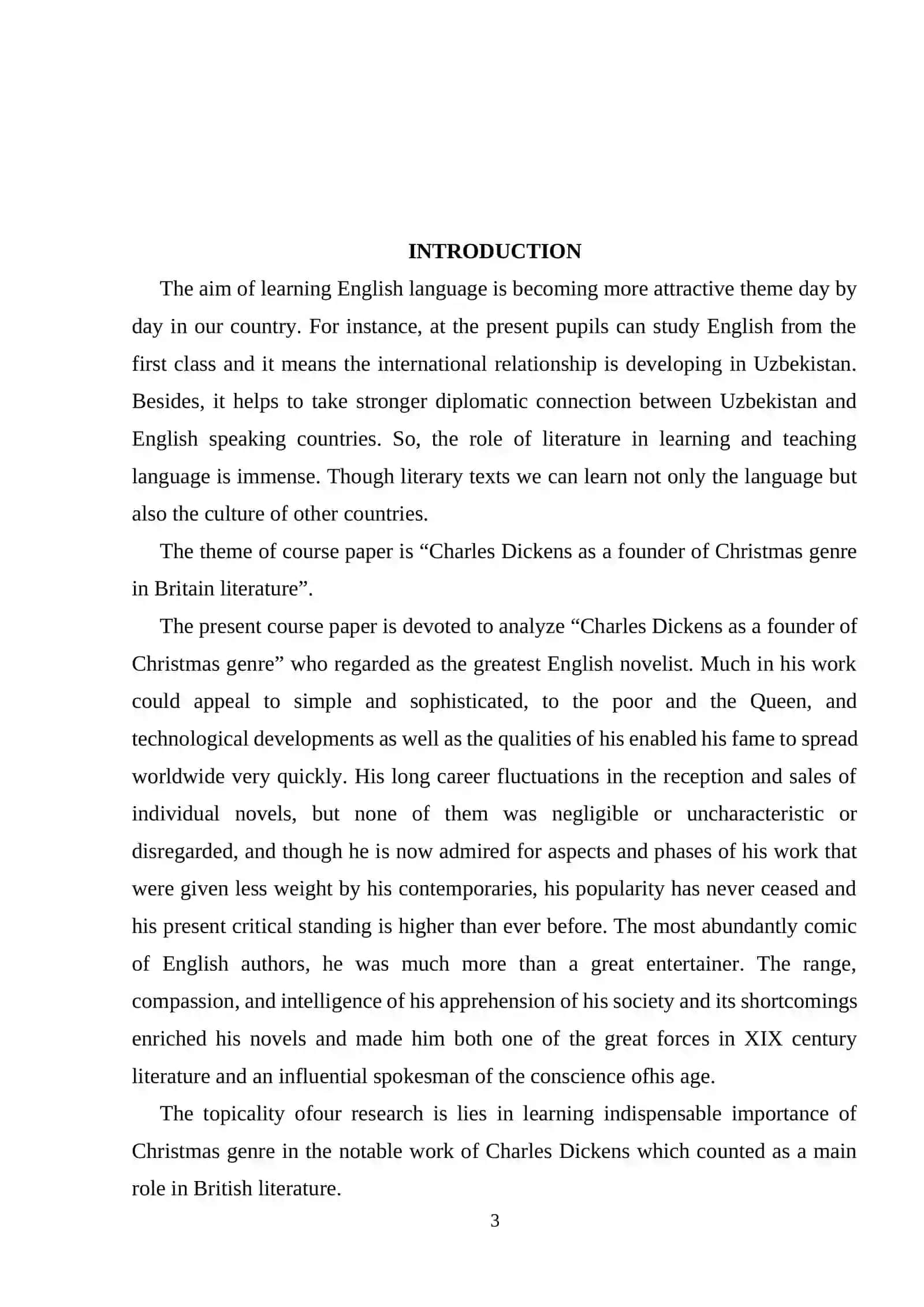 Course Paper on "Charles Dickens's novels and their general ideology" 3