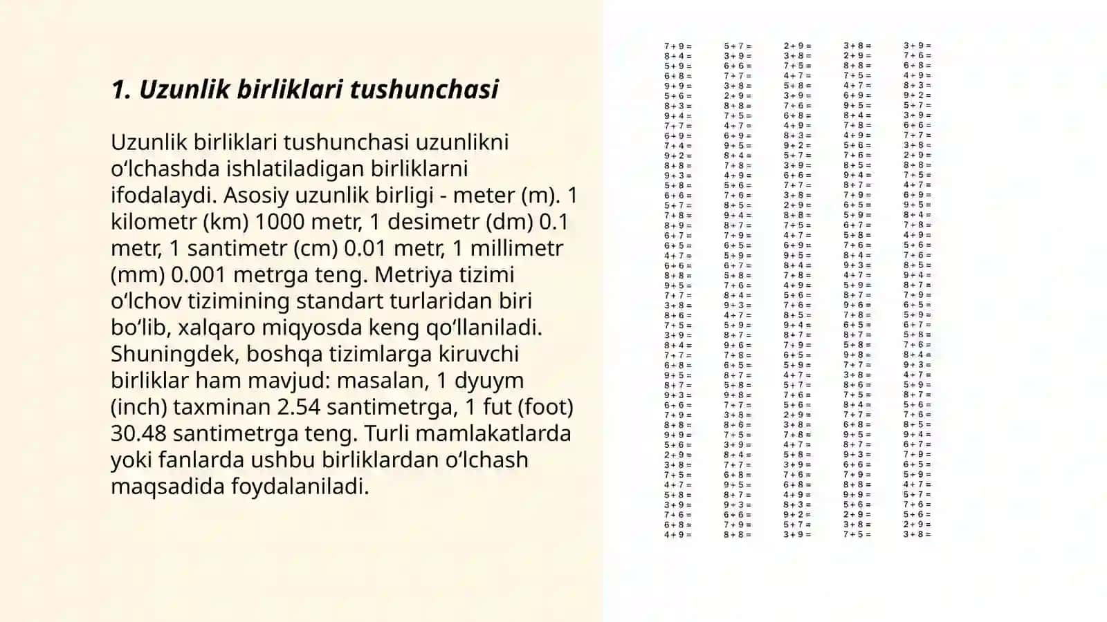 Uzunlik birliklari va ularning bog'liqligi 3