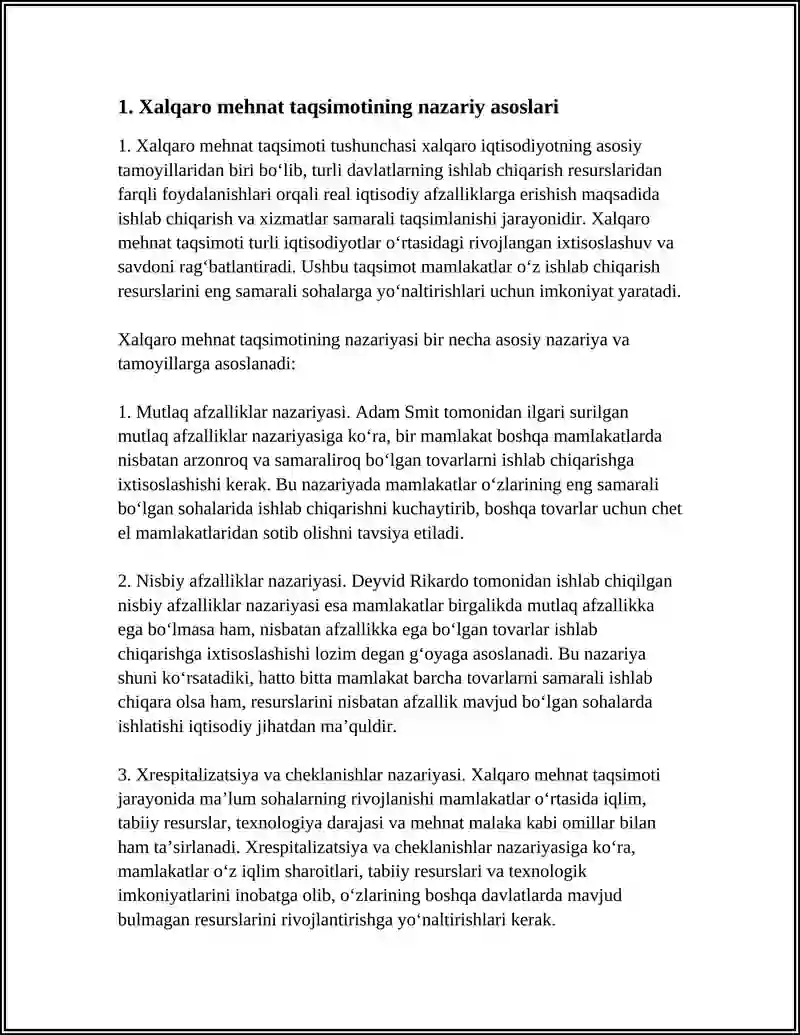 XALQARO MEHNAT TAQSIMOTI VA IXTISOSLASHUV 3