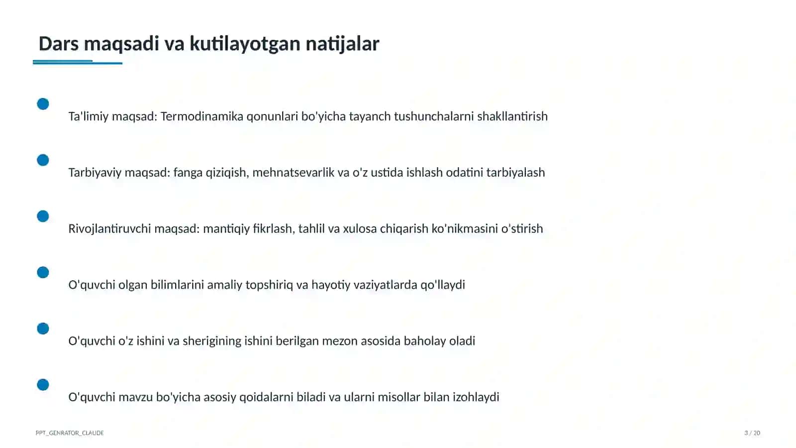 Termodinamika qonunlari (10-sinf) 1