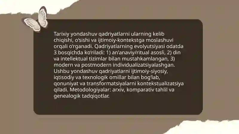 Qadriyatlar falsafasi: Qadriyatlar tabiati va mohiyatini tushunishga nisbatan yondashuvlar 3