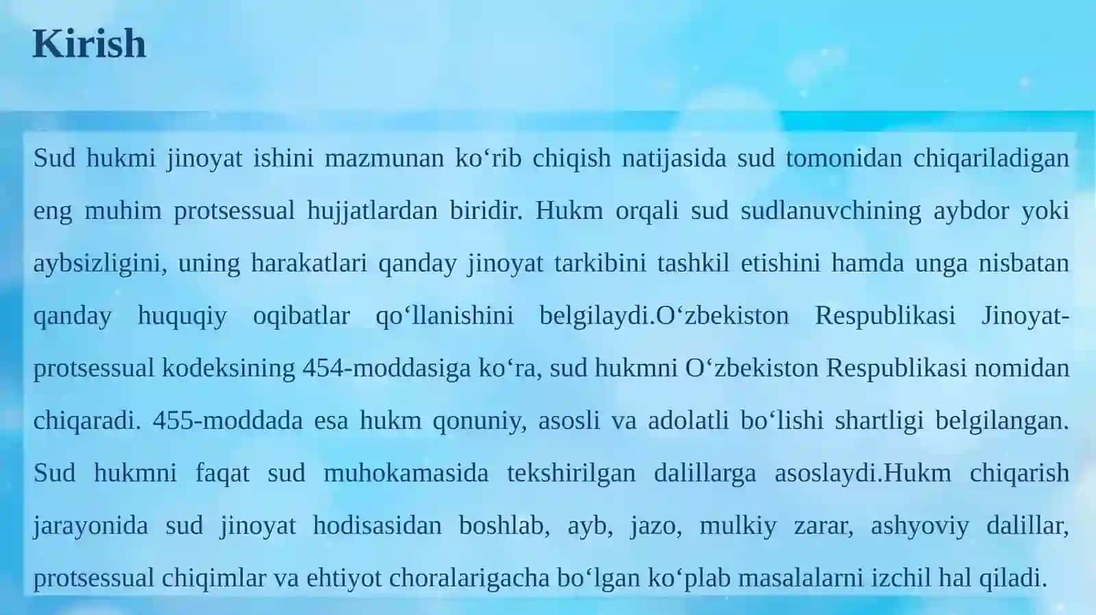 Sud hukm chiqarayotganida hal qiladigan masalalar 3