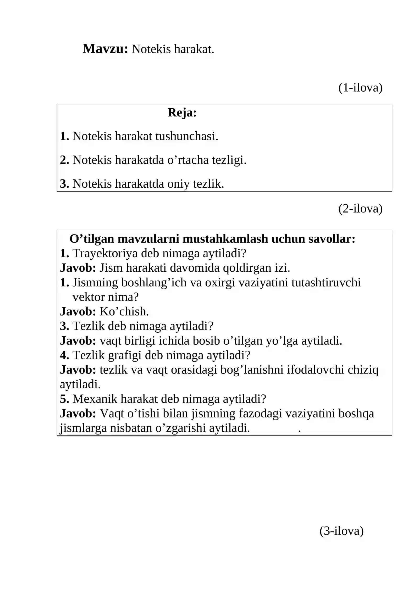 Notekis harakat mavzusida tayyor sifatli dars ishlanmasi. 3
