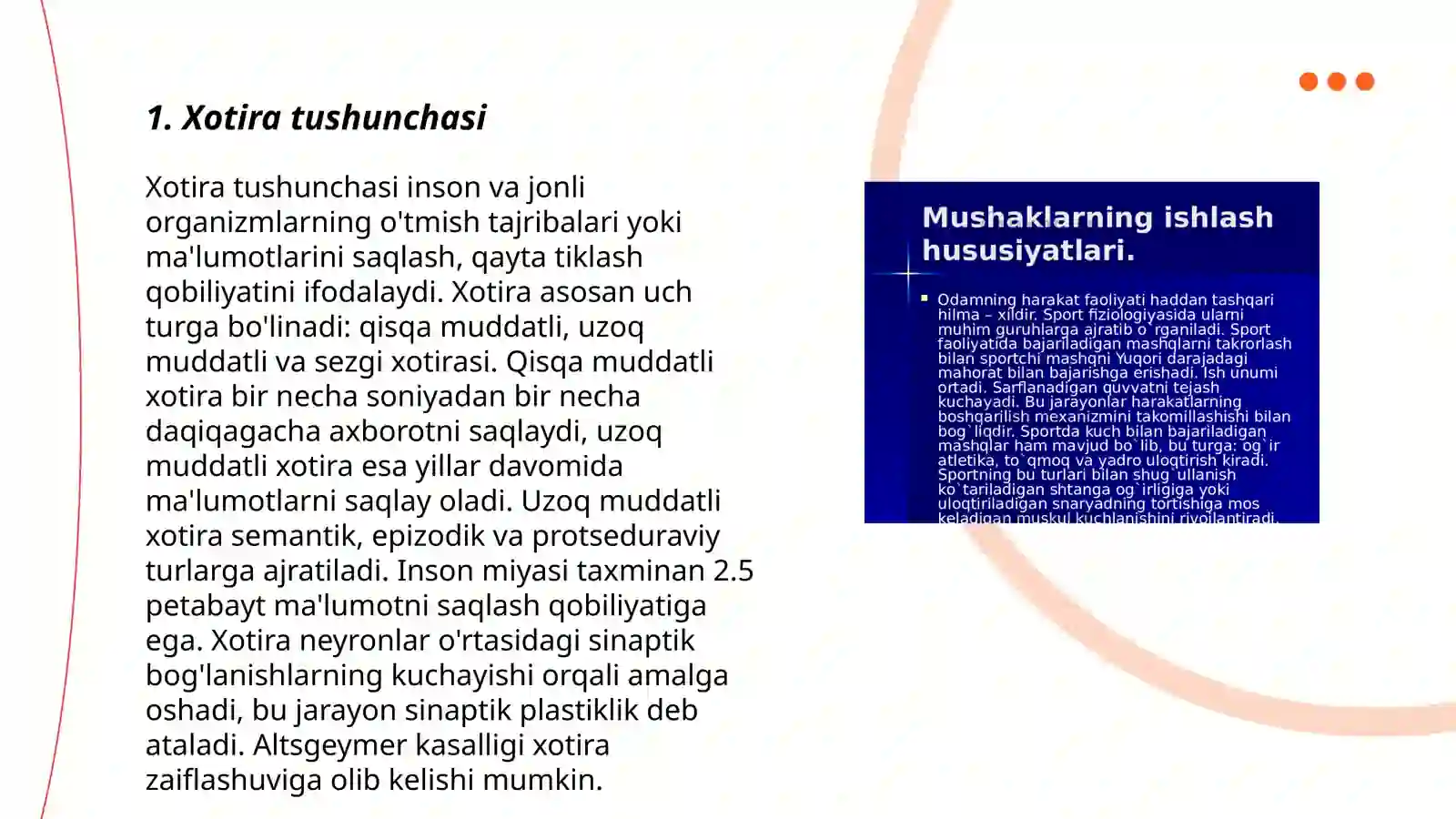 Xotira haqida tushuncha va uning nerv-fiziologik asosi 3