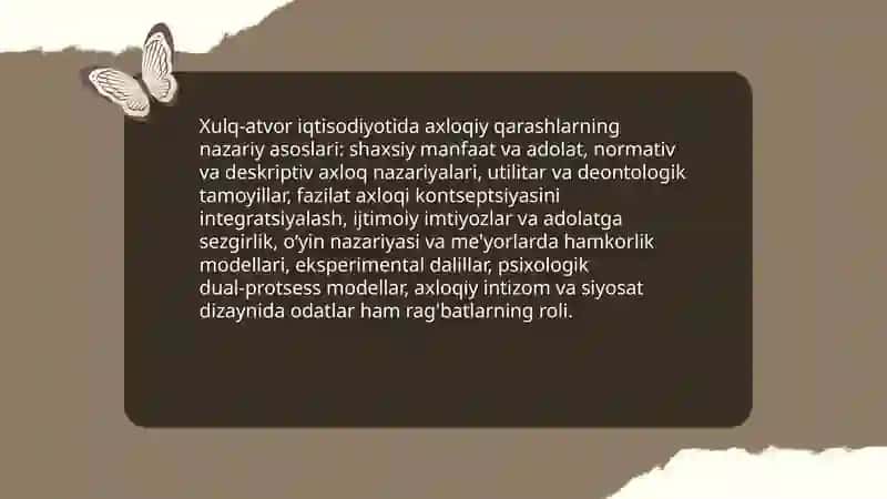 Xulq-atvor iqtisodiyotida axloqiy qarashlar va fazilat axloqi mezonlari 3