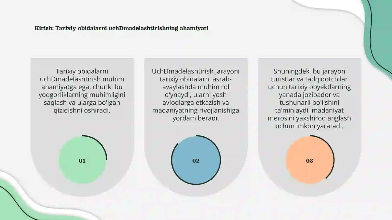Tarixiy obidalarni uchDmadelashtirishning 3