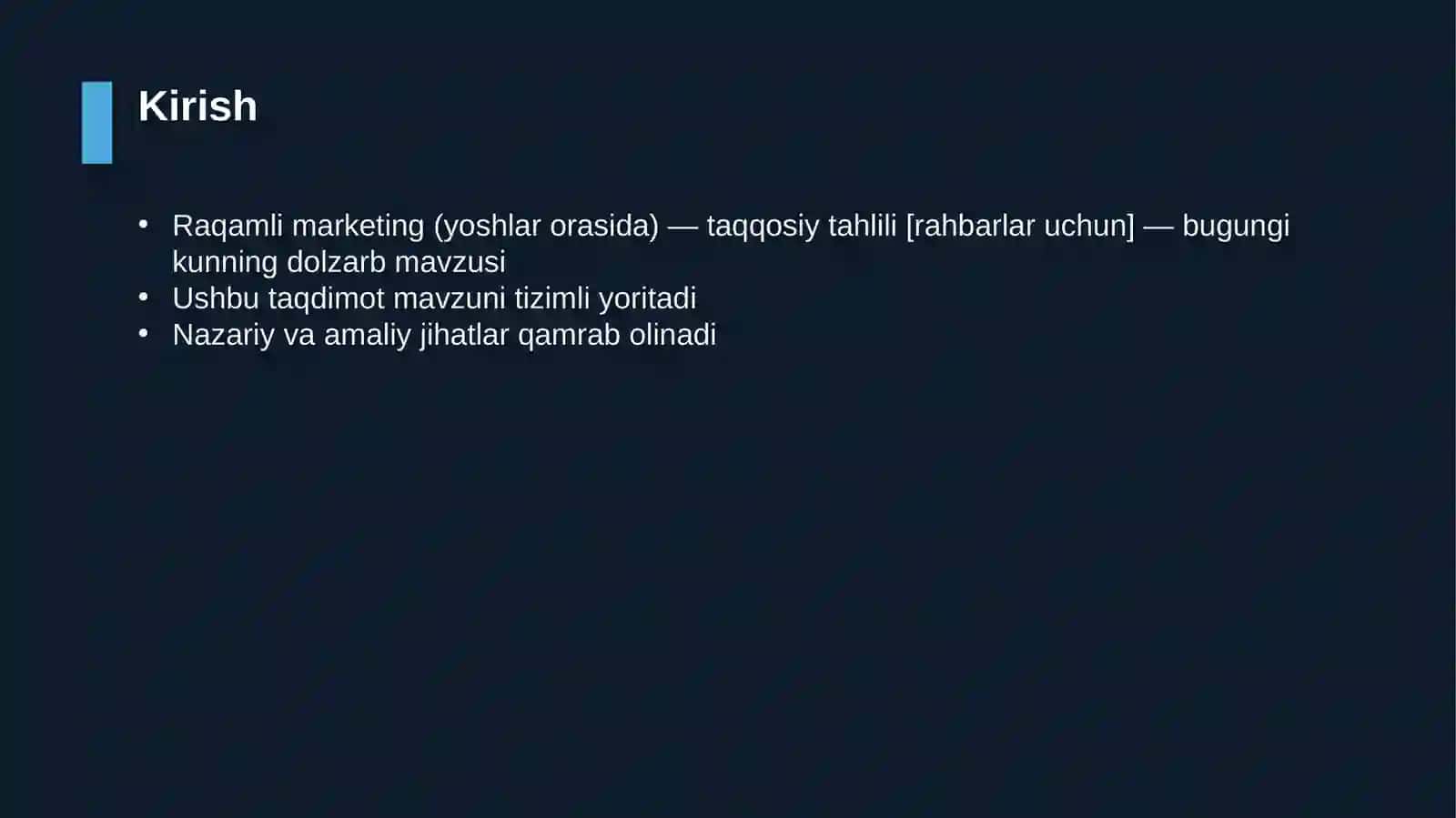 Raqamli marketing (yoshlar orasida) — taqqosiy tahlili [rahbarlar uchun] 3