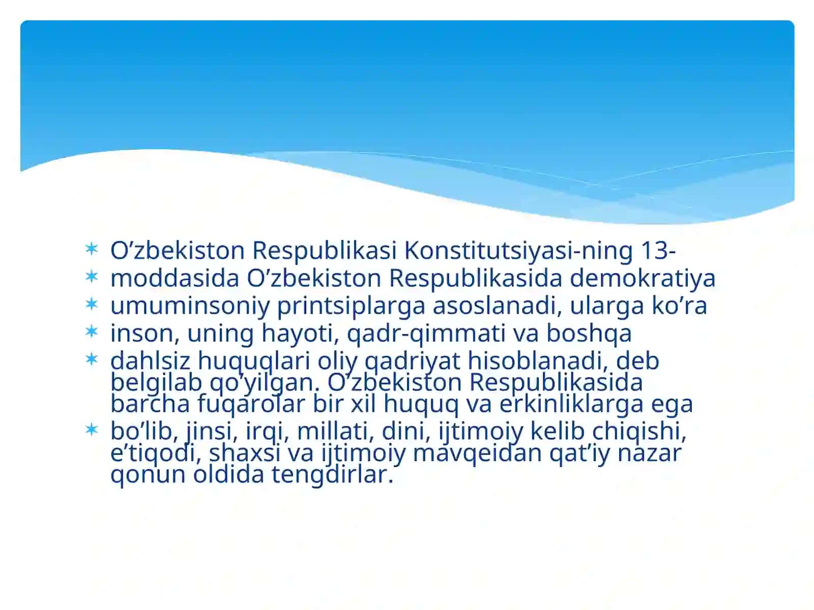 O'zbekistonda inson huquqlari va erkinliklari kafolatining yaratilishi 3