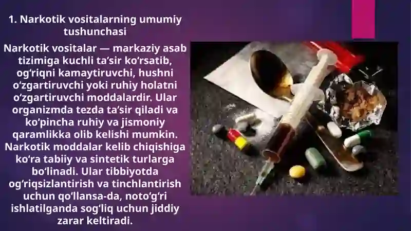Tabiiy va sintetik narkotik vositalar. Foydasi va zarari 3