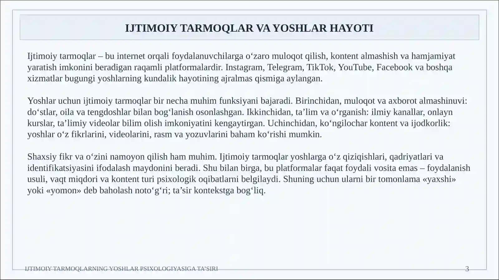 IJTIMOIY TARMOQLARNING YOSHLAR PSIXOLOGIYASIGA TA’SIRI 3