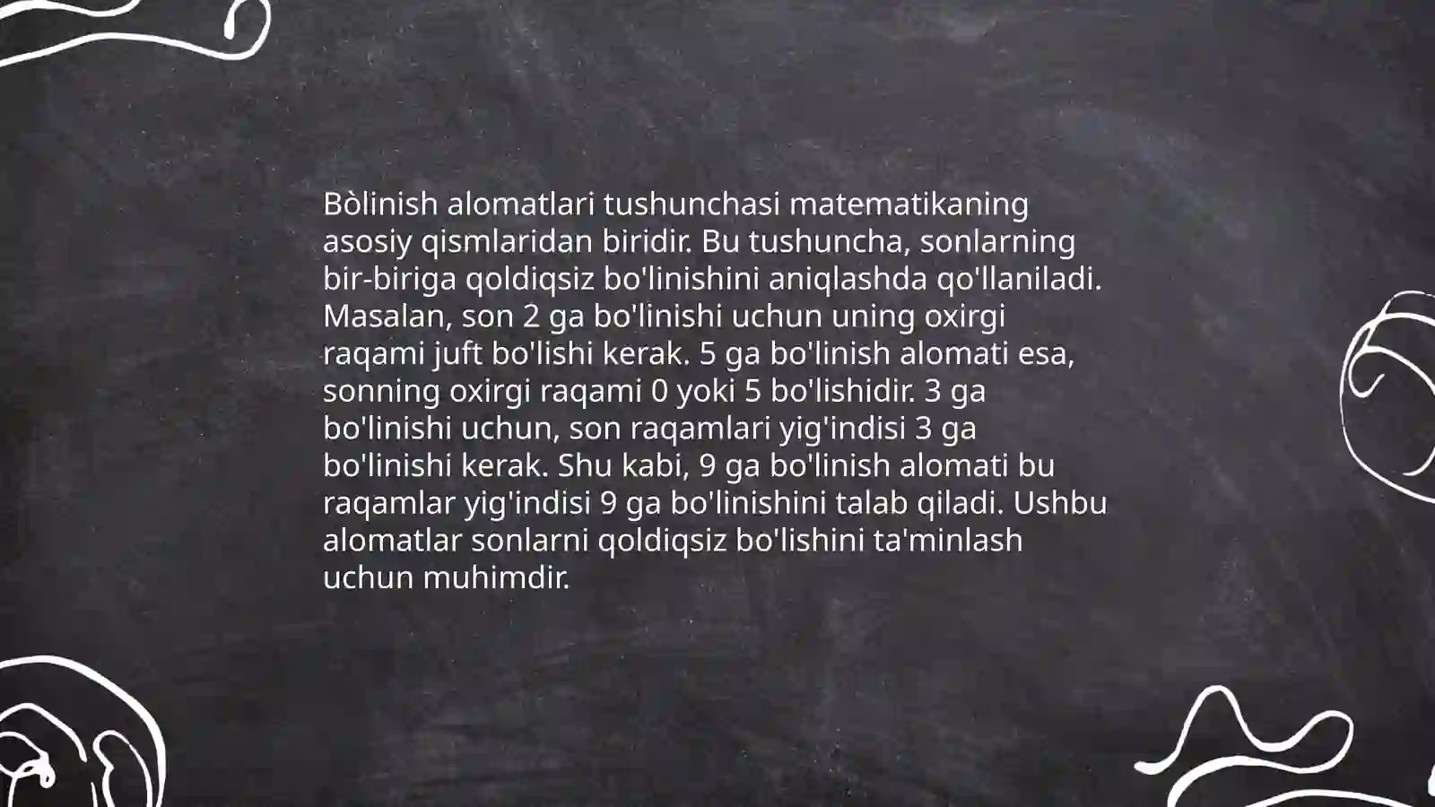 Bòlinish alomatlari 3