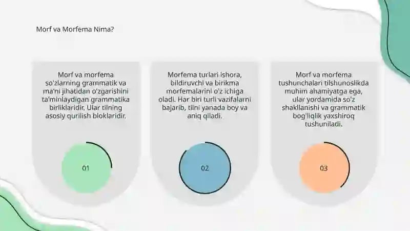 Morf va morfema. Morfema turlari. 3