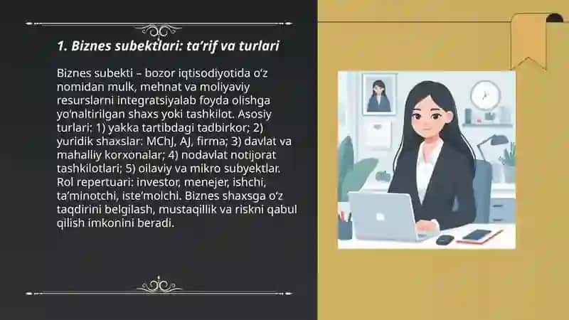 Biznes subektlari:ishtirokchilar rol repertuar. 3