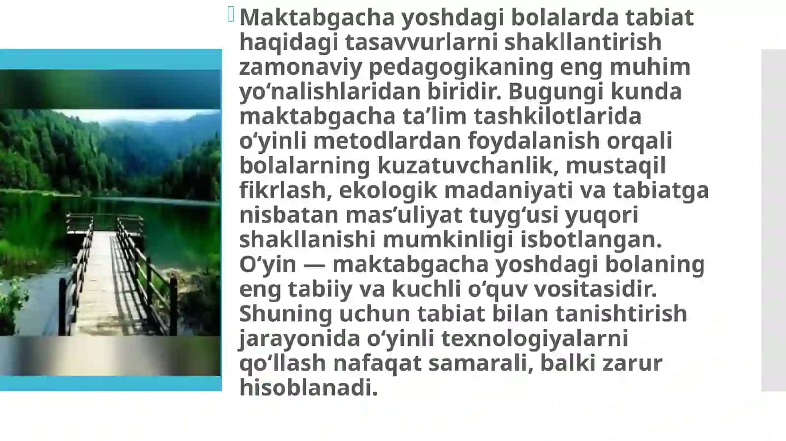 Tabiat bilantanishirishda o‘yinli faoliyatning pedagogik ahamiyati 3