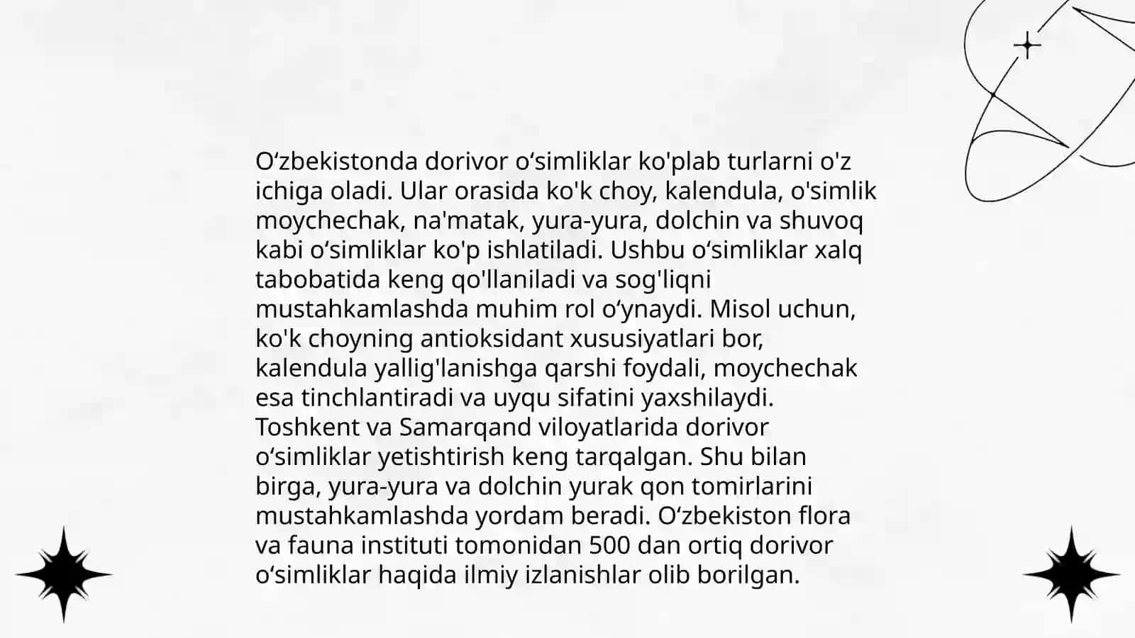 Oʻzbekistondagi dorivor oʻsimliklar homashyo bazasini hozirgi kundagi holati 3