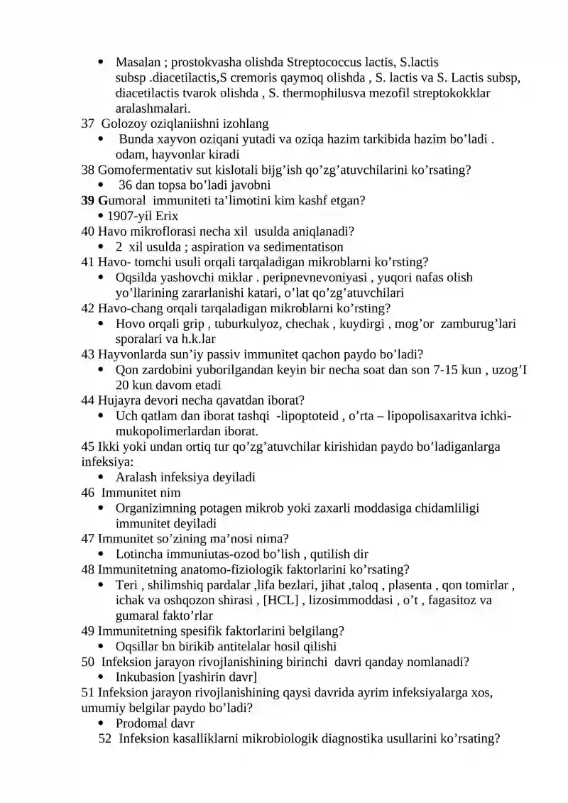 "MIKROBIOLOGIYA" FANIDAN TEST SAVOLLARI 3