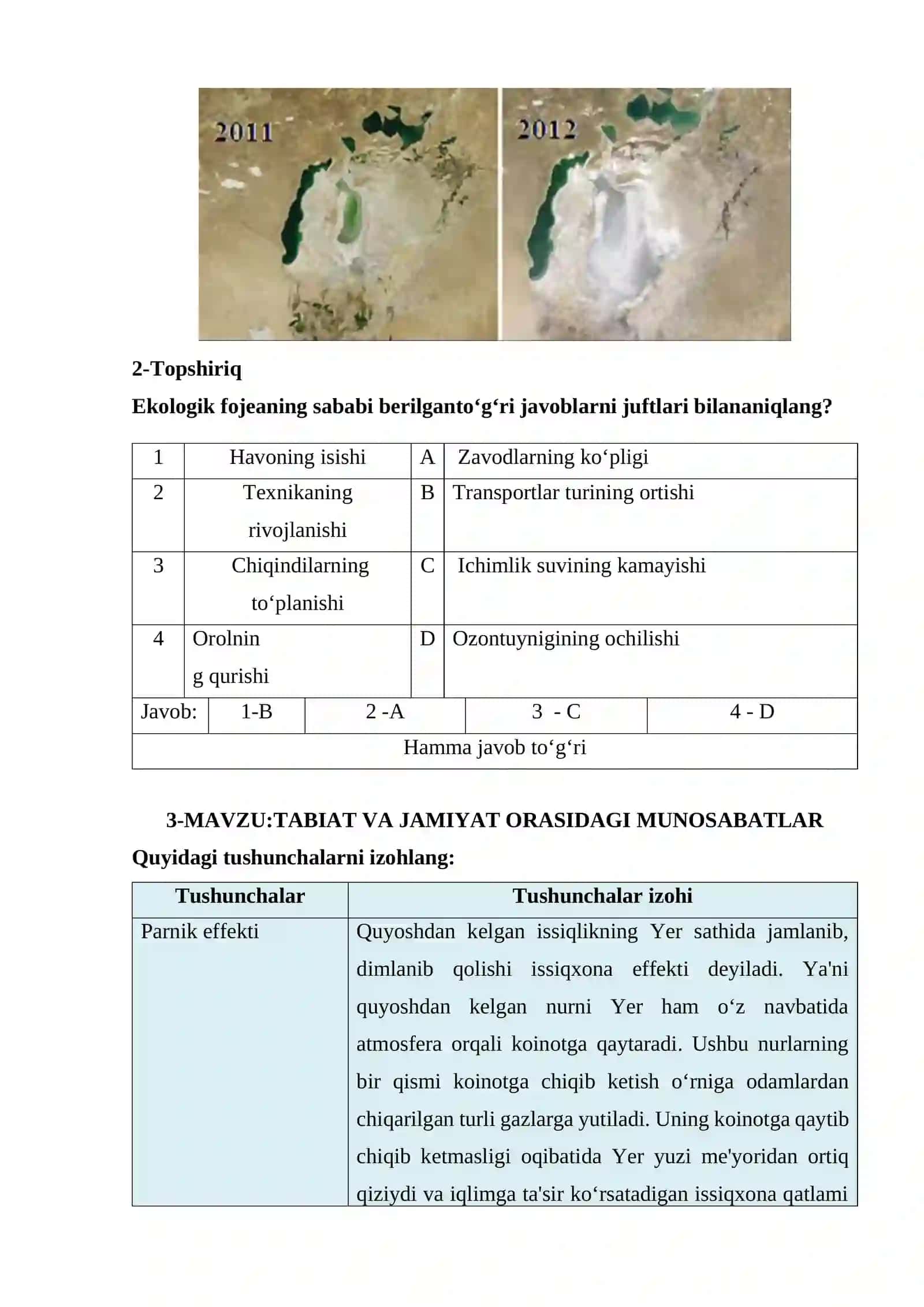 EKOLOGIYA VA ATROF MUHIT MUHOFAZASI FANIDAN MUSTAQIL TA’LIM MASHG‘ULOTLARI 3