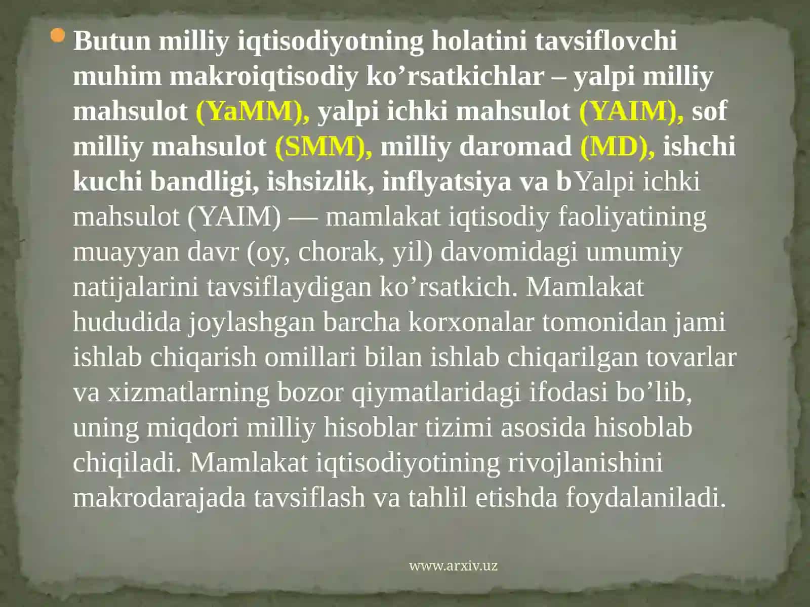 O'zbekiston Respublikasi dayalpi ichki mahsulotning xarajatlari go'ratarkibiy tahlili 3