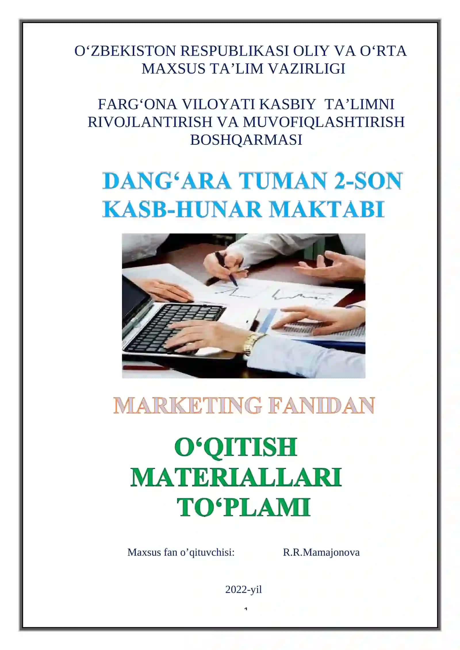 Marketing fanidan o'qitish materiallari to'plami 3