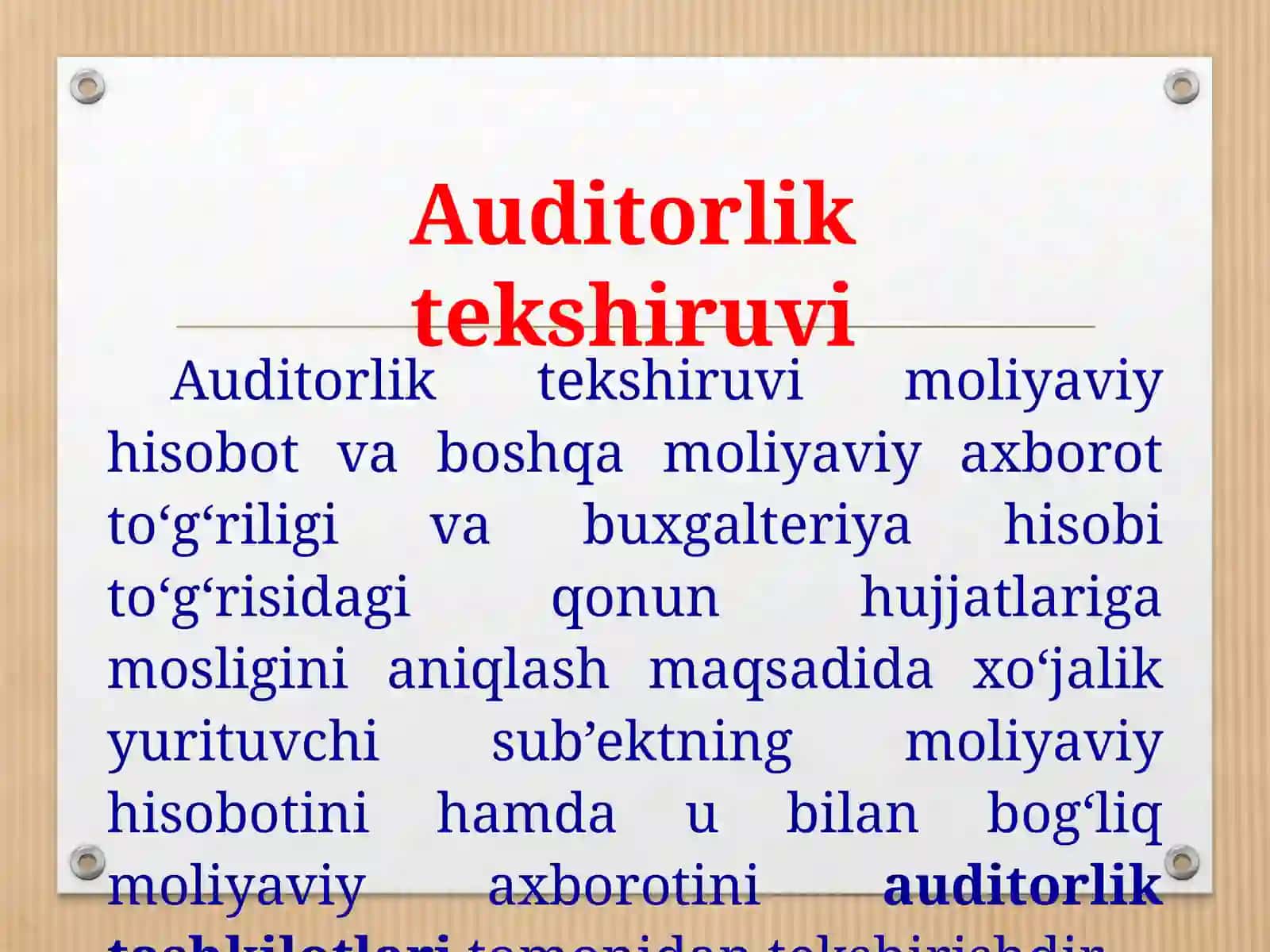 Auditorlikning turlari va auditorlik tashkilotlarining professional xizmatlari 3