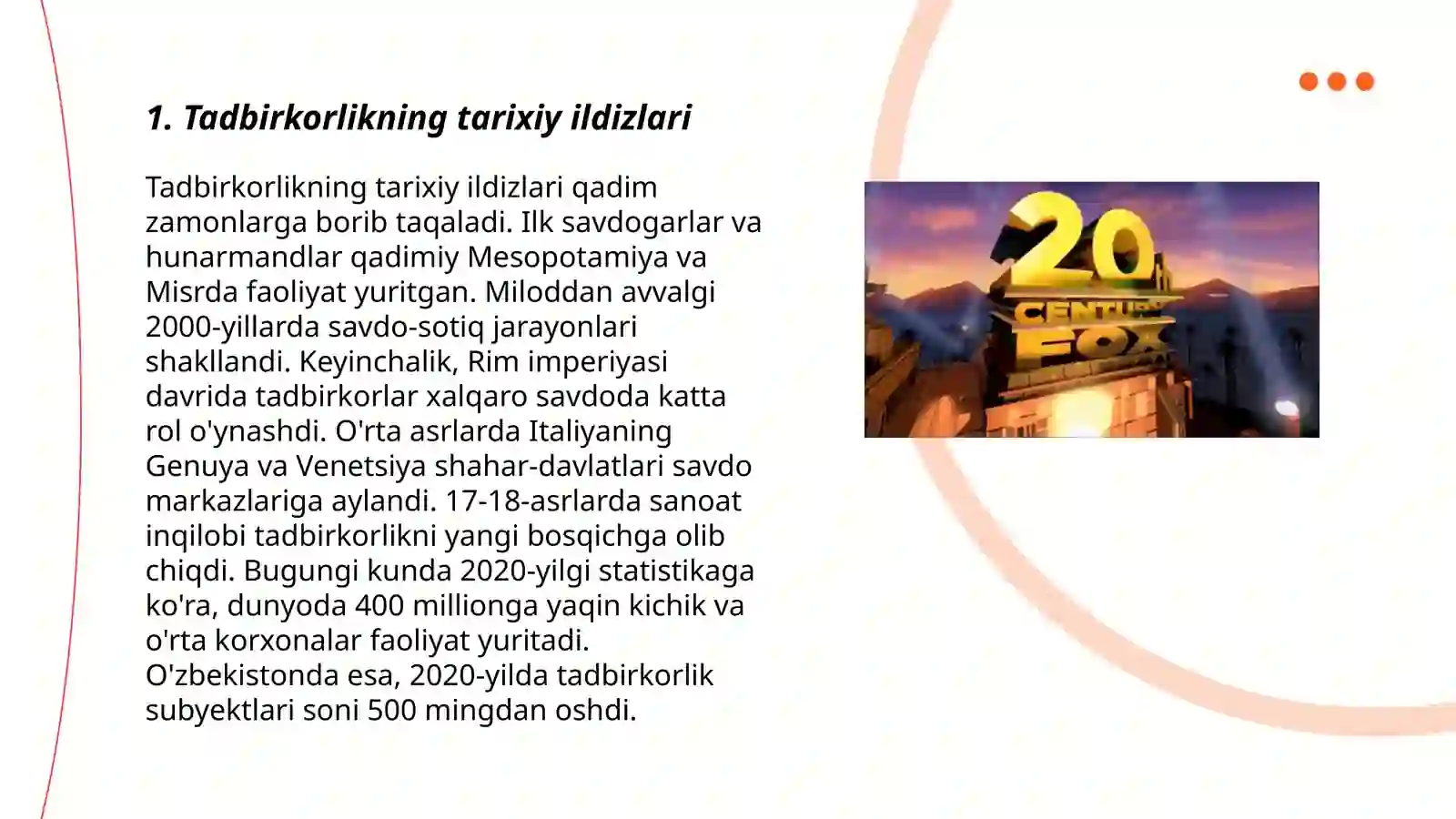 Tadbirkorlikning kelib chiqish tarixi va mohiyati 3
