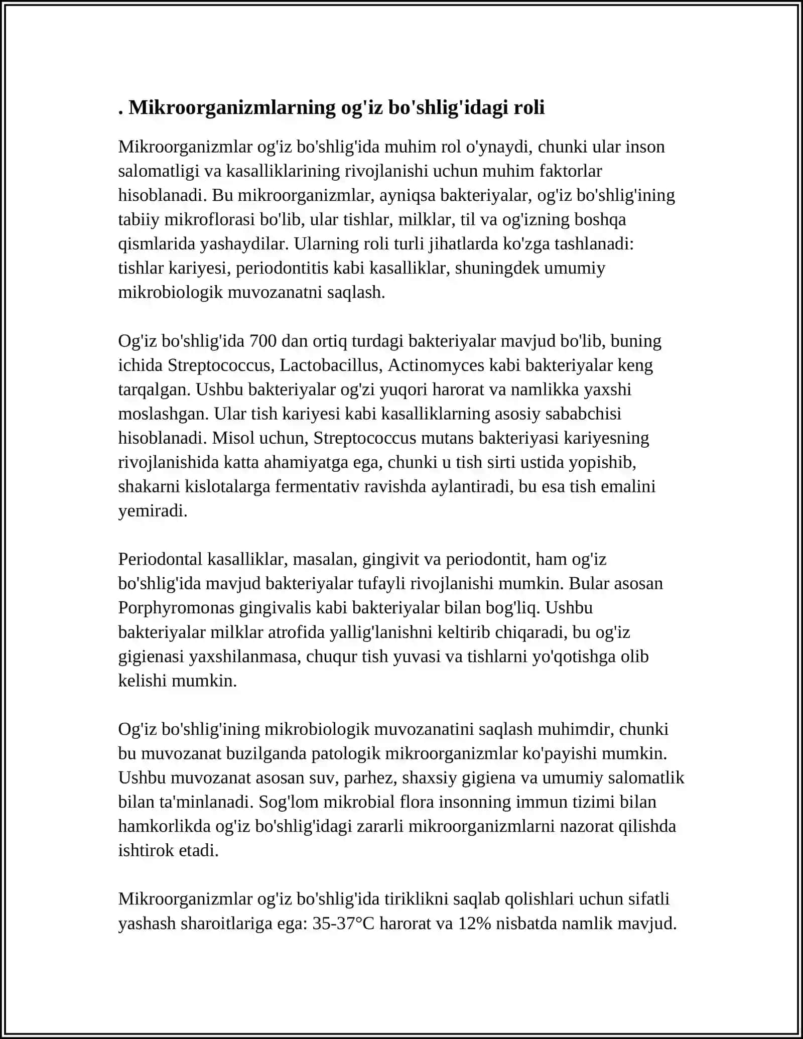 MIKROORGANIZMLARVA OGIZ BOSHLIGI MIKROFLORASI 3