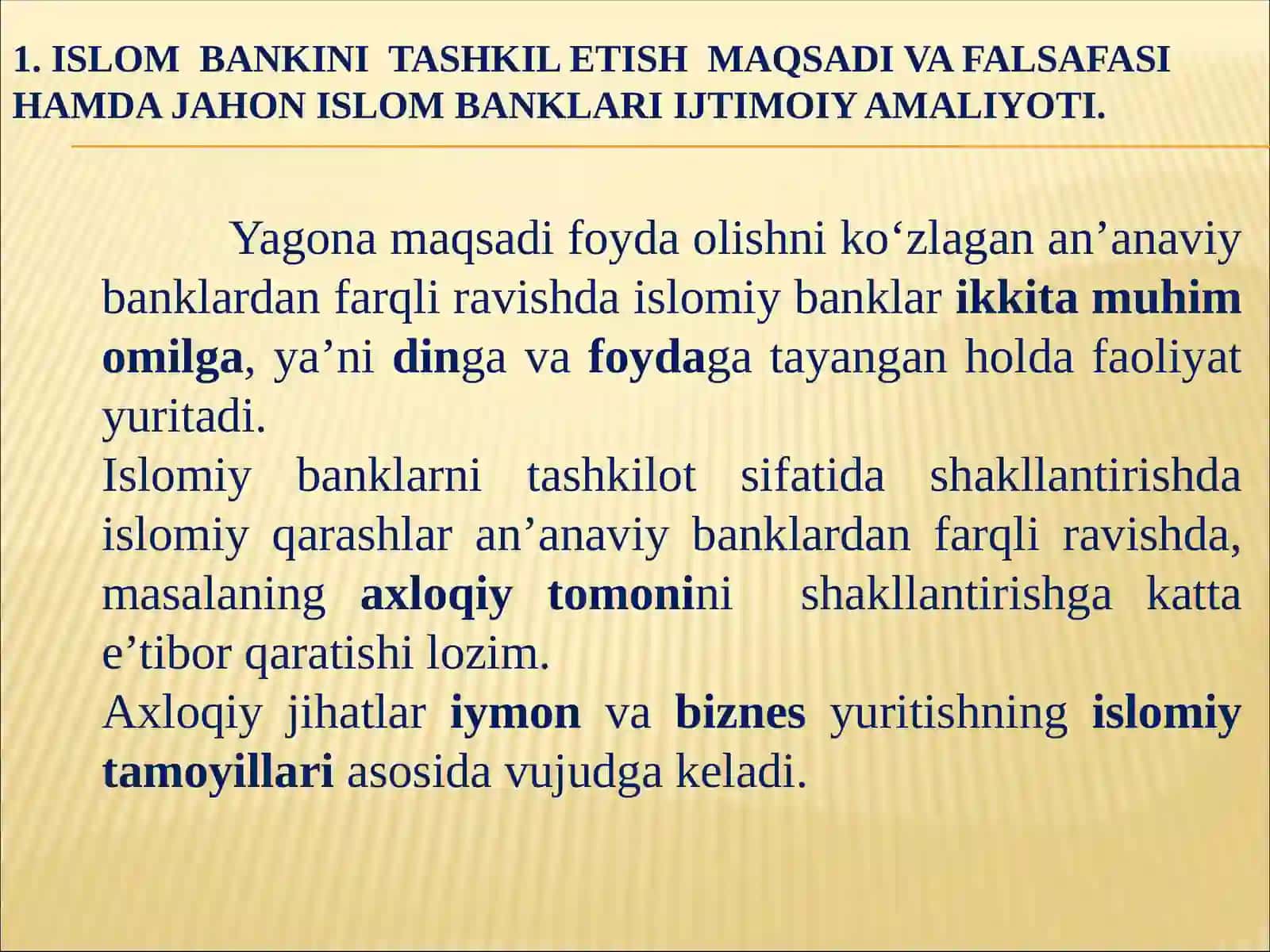 Islombanktizimi, uning elementlari va munosabatlari 3