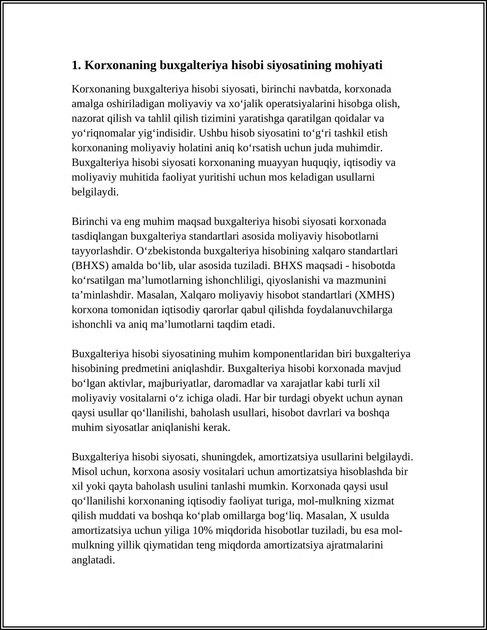 KORXONANING HISOB SIYOSATI VA BUXGALTERIYA HISOBINI TASHKIL ETISH 3