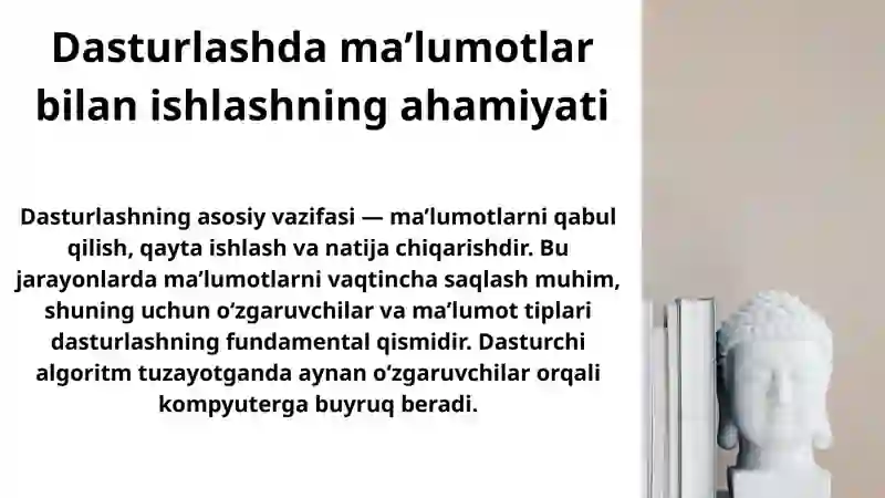 Dasturlashda o’zgaruvchilar va tiplari 3