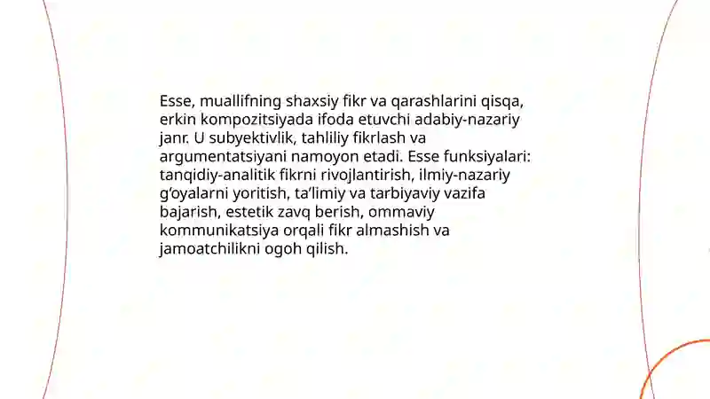 Esse janrining talablari va ta’rifi 3