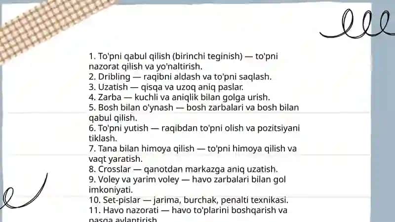 Fudbol oyin texnika va taktikasini tasnifi 3