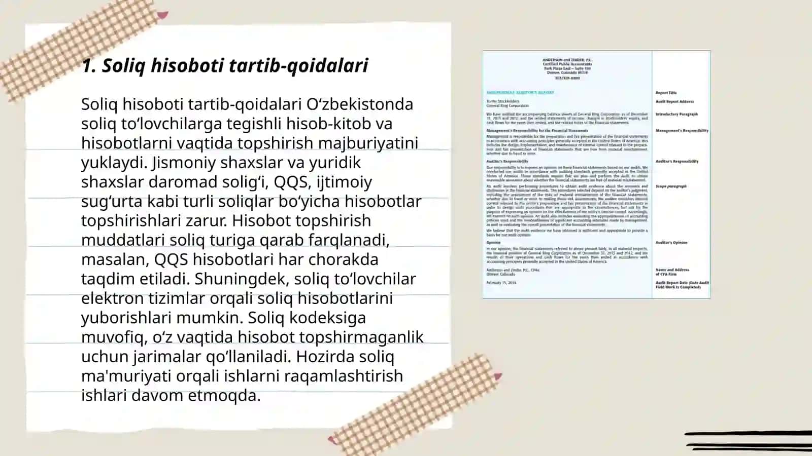 Ustama soliqlar hisoboti va to'lovi muomalalari auditi 3