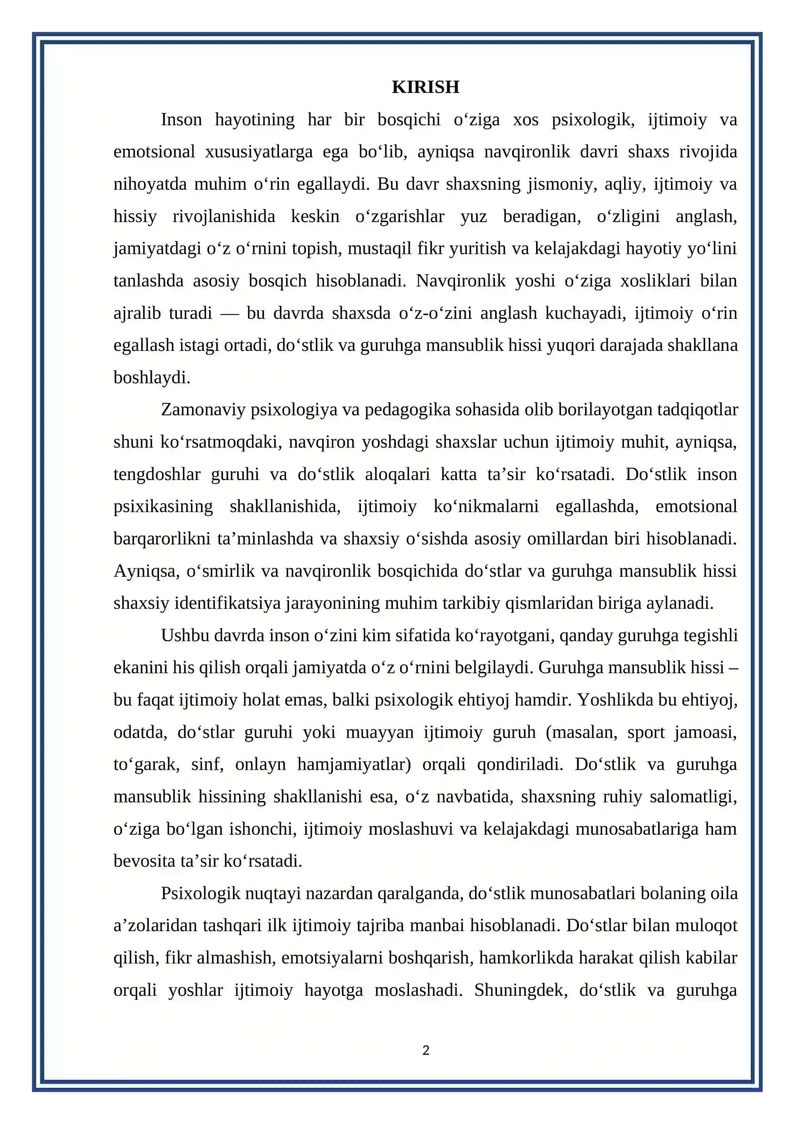 Navqironlik davrida do‘stlik va guruhga mansublik hissi rivojlanishi 3