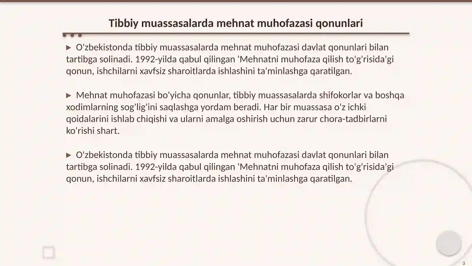 Tibbiy mussasalarda mexnat muhofazasi va texnika xavfsizligi 3