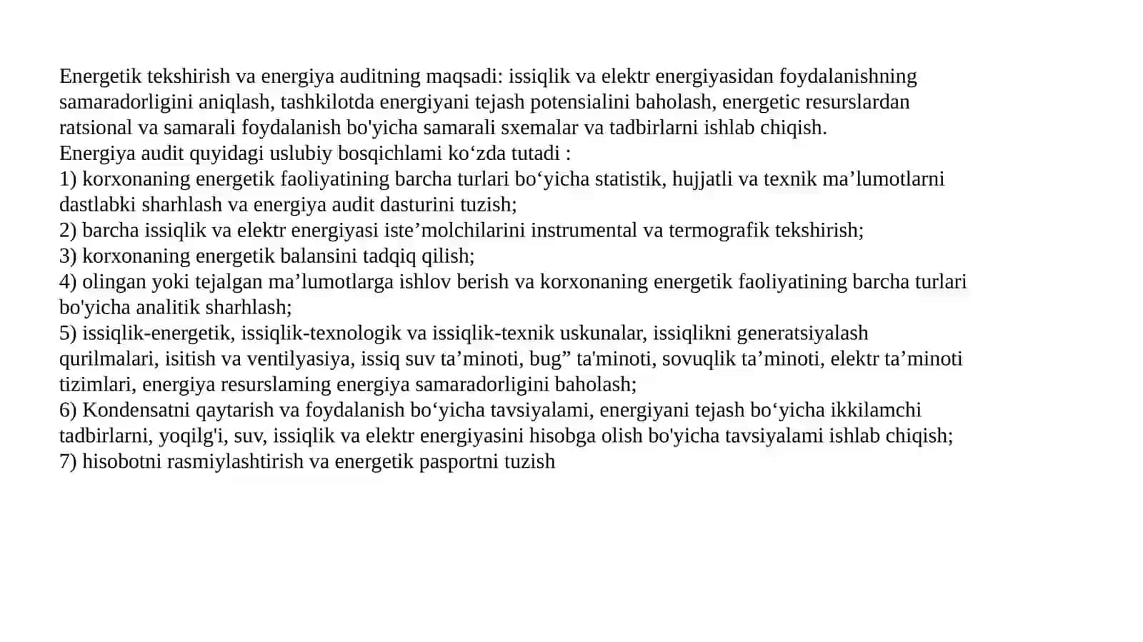 Energetik tekshirishruv o‘tkazishning maqsadlari va Iste’molchilarni metrologik va termografik tekshiruvdan o‘tkazish 3
