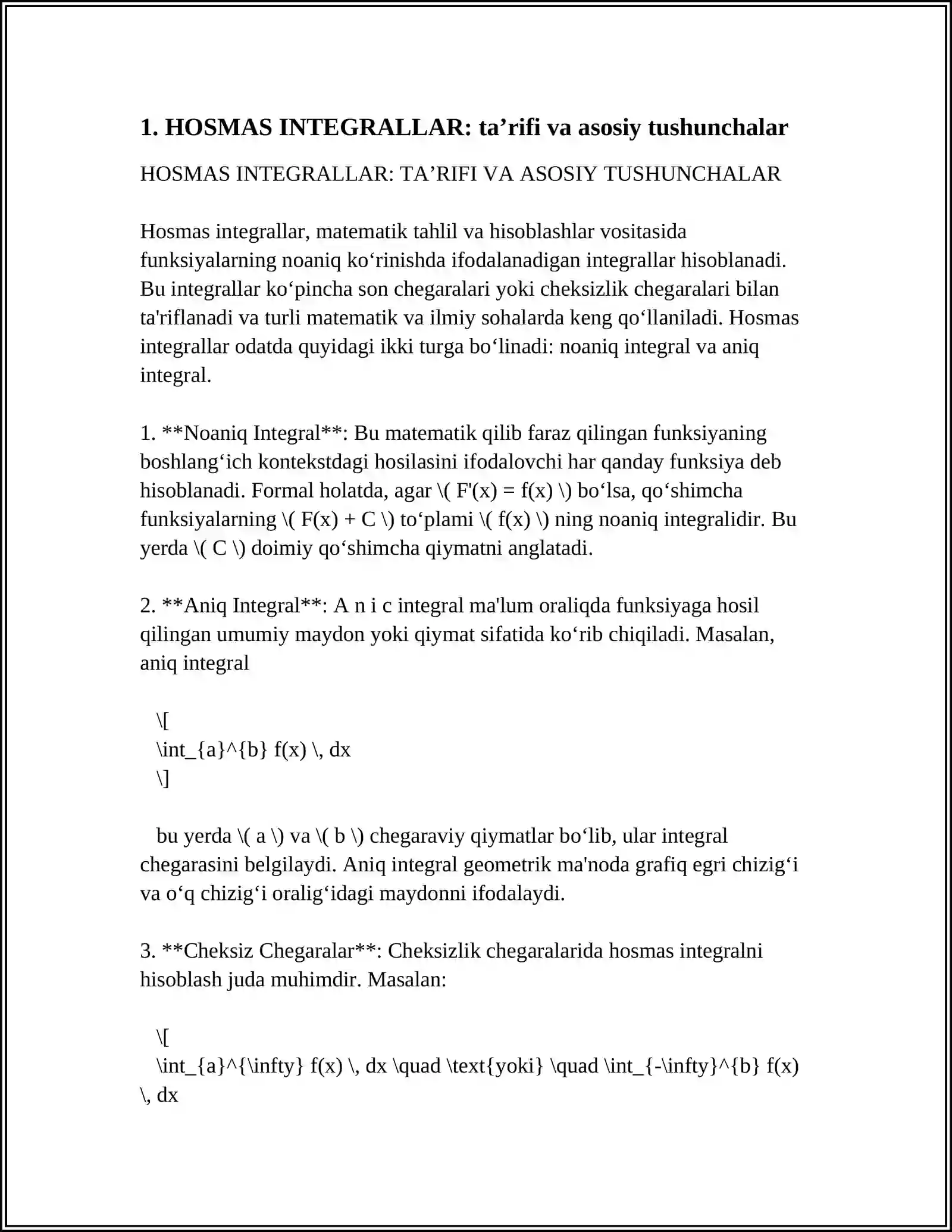 HOSMAS INTEGRALLAR 3