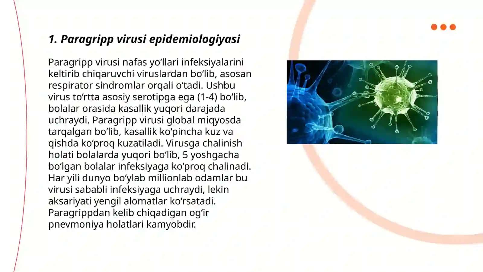 Paragripp va o'tkir respirator infeksiyalar qo'zg'atuvchi viruslar 3