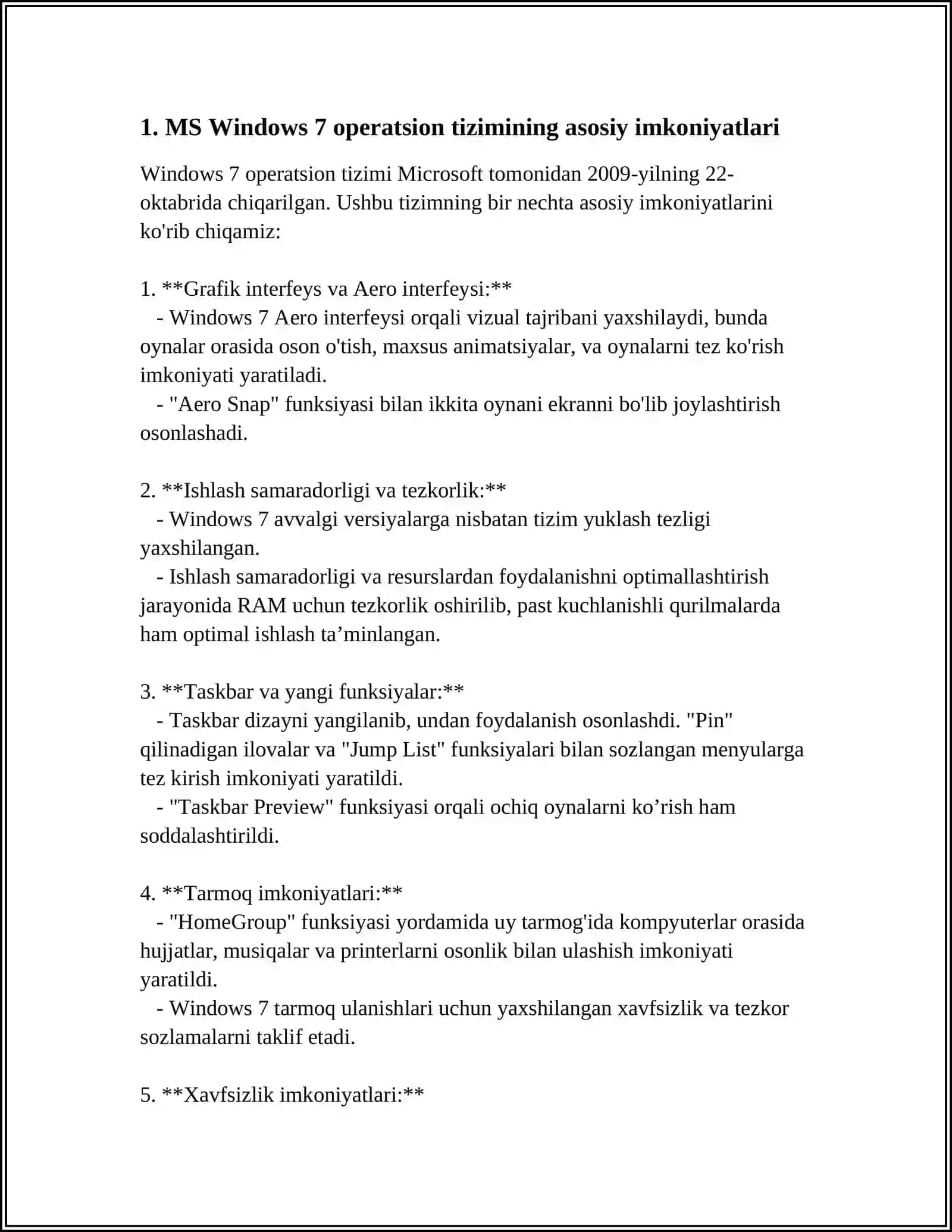 MS WINDOWS 7,8,10 OPERATSION TIZIMLARI VA ULARDAGI YANGI IMKONIYATLAR VA QULAYLIKLARI 3
