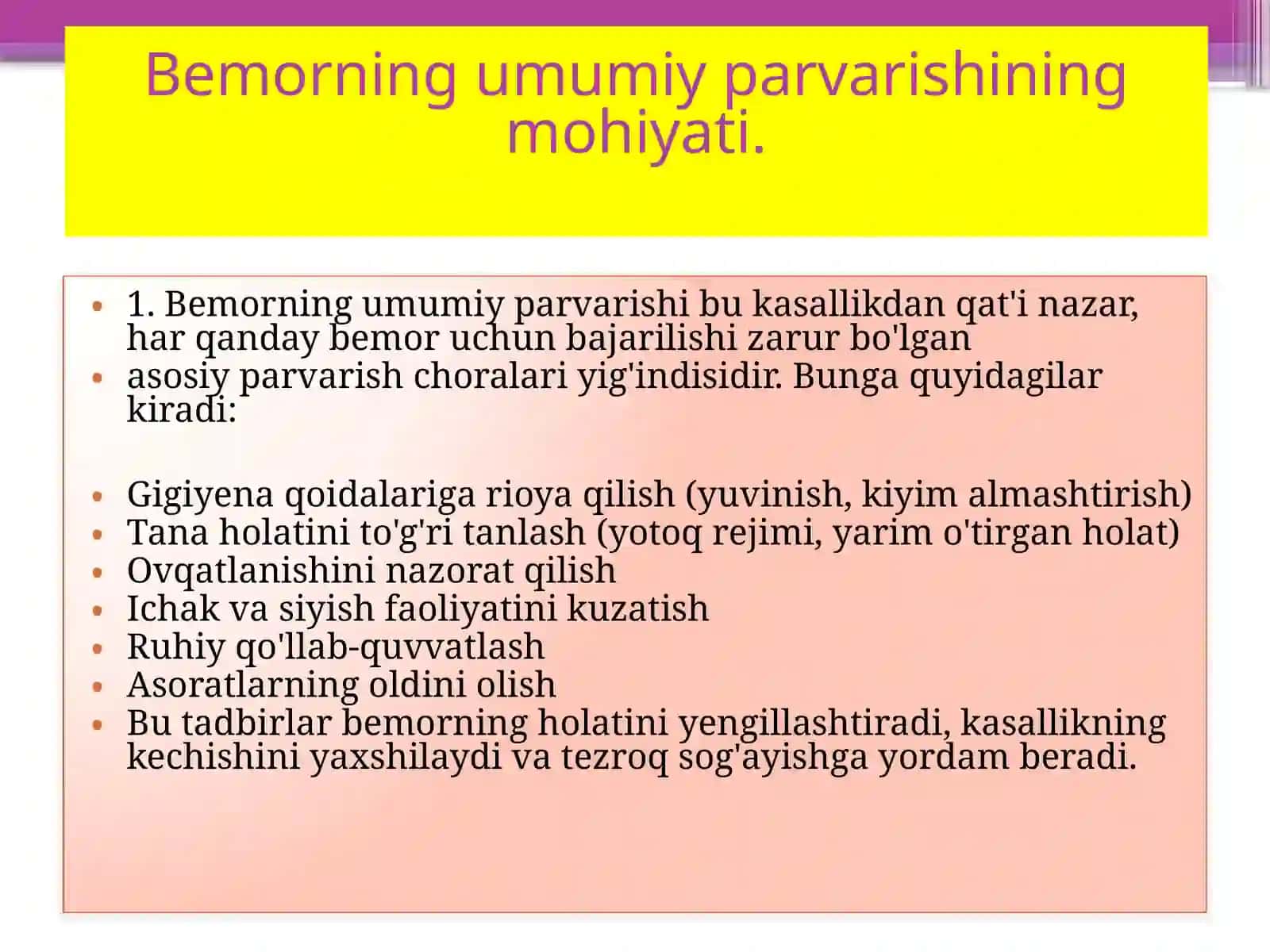 Bemorlar parvarishi Tibbiyot 3