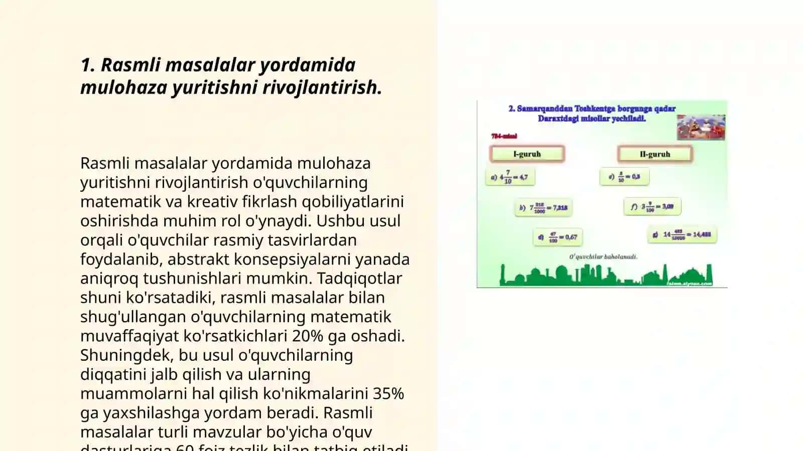 Boshlang'ich sinf matematika darsliklaridagi rasmli masalalar bilan ishlash metodikasi 3