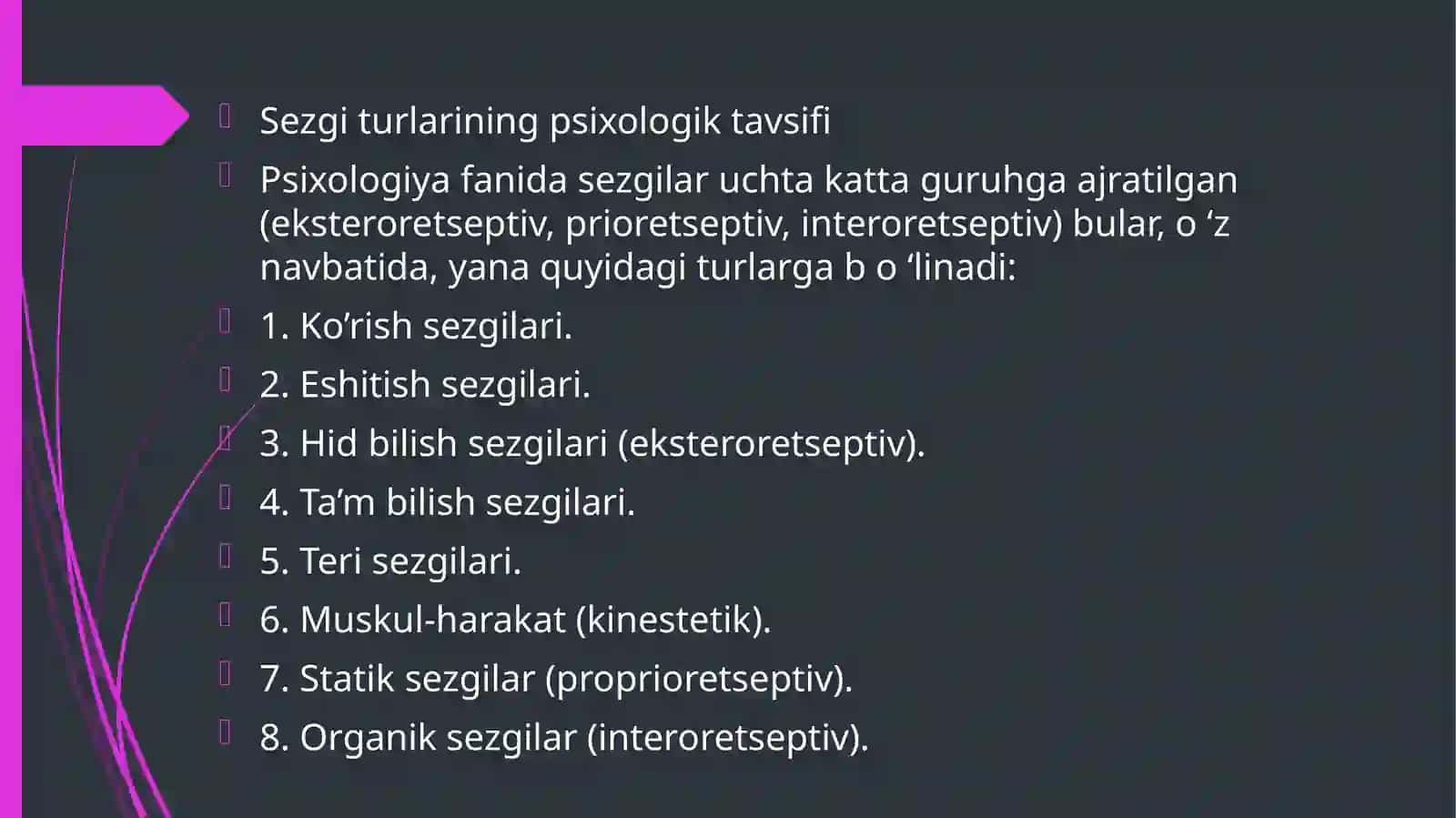 Sezgi va idrokning psixologik mohiyati, fiziologiyasi. 3