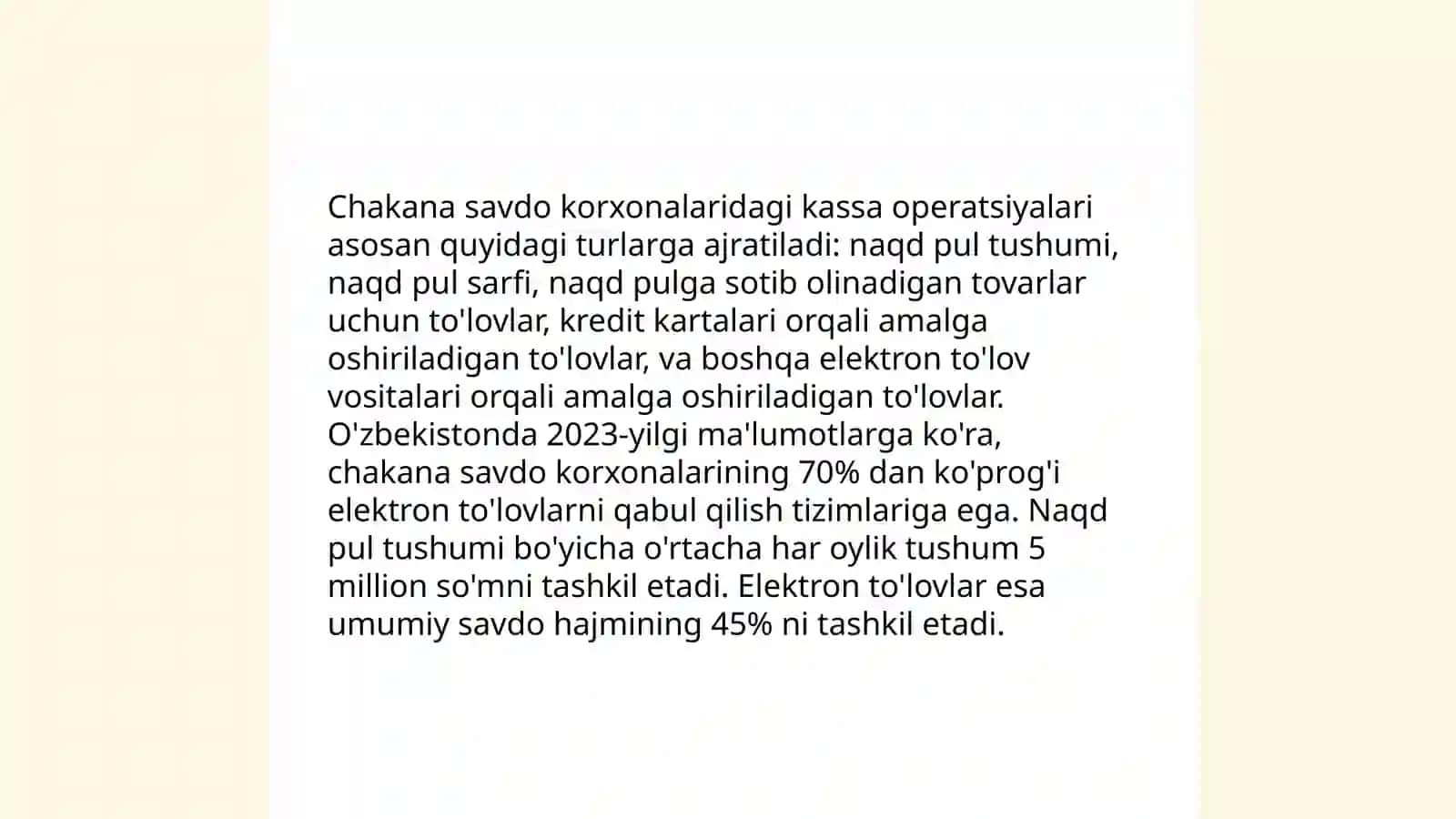 Chakana Savdo Korxonalarida Kirim Kassa Operatsiyalarini Tekshirish Xusisiyatlari 3