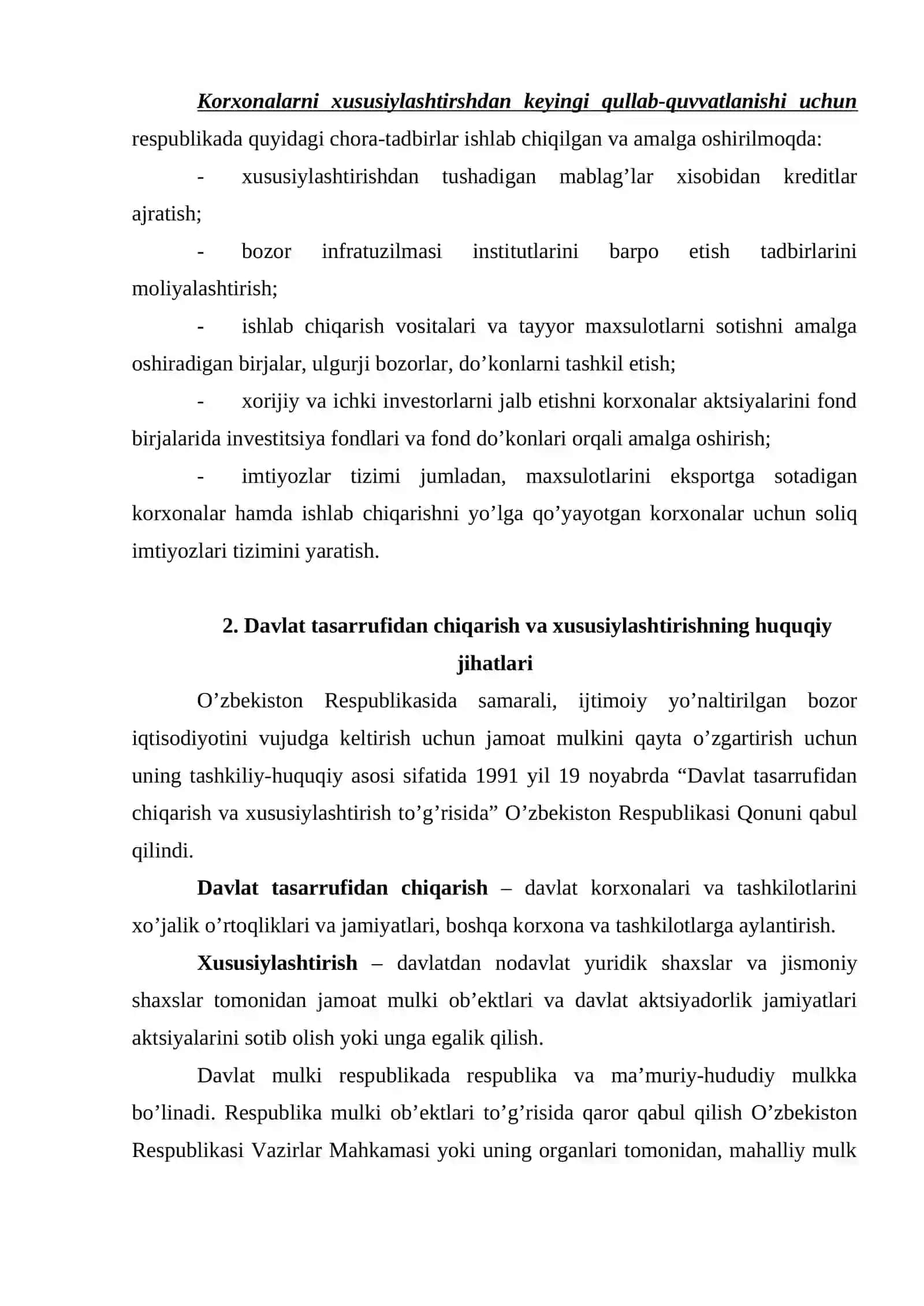 O’zbеkistоnda xususiylashtirish jarayonlari mоdеli 3
