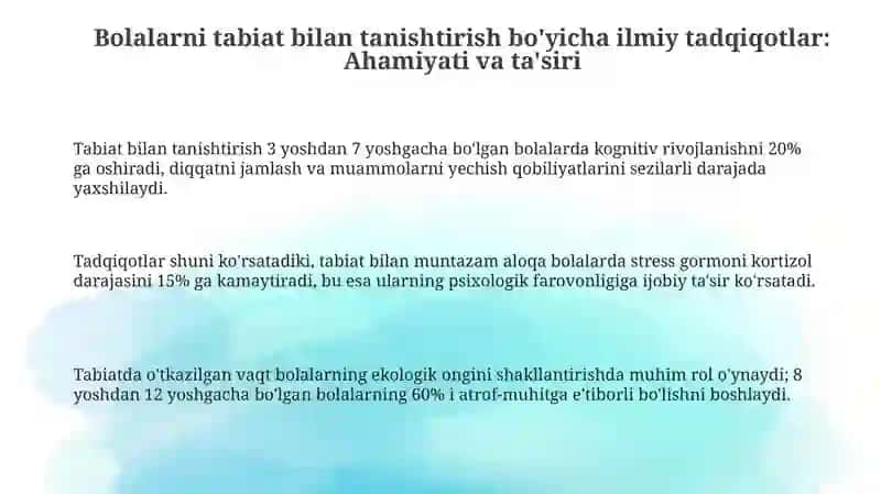 Bolalarni tabiat bilan tanishtirishga oid ilmiy tadqiqot ishlari 3