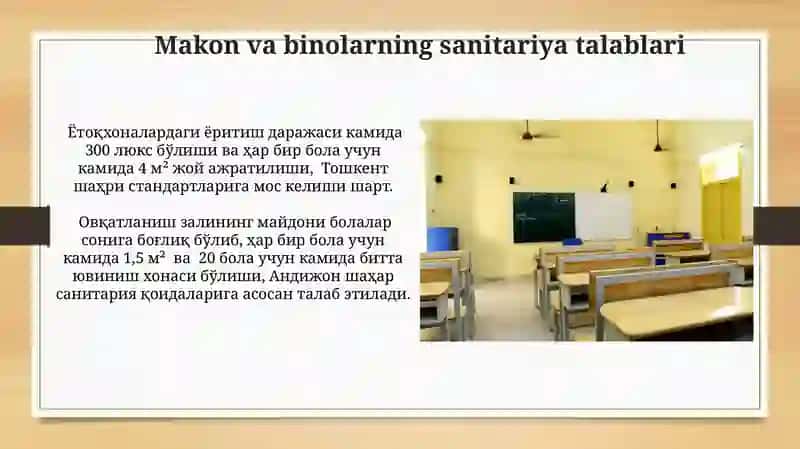 Maktabgacha boʻlgan bolalar muassasalariga umumiy gigiyenik talablar 3