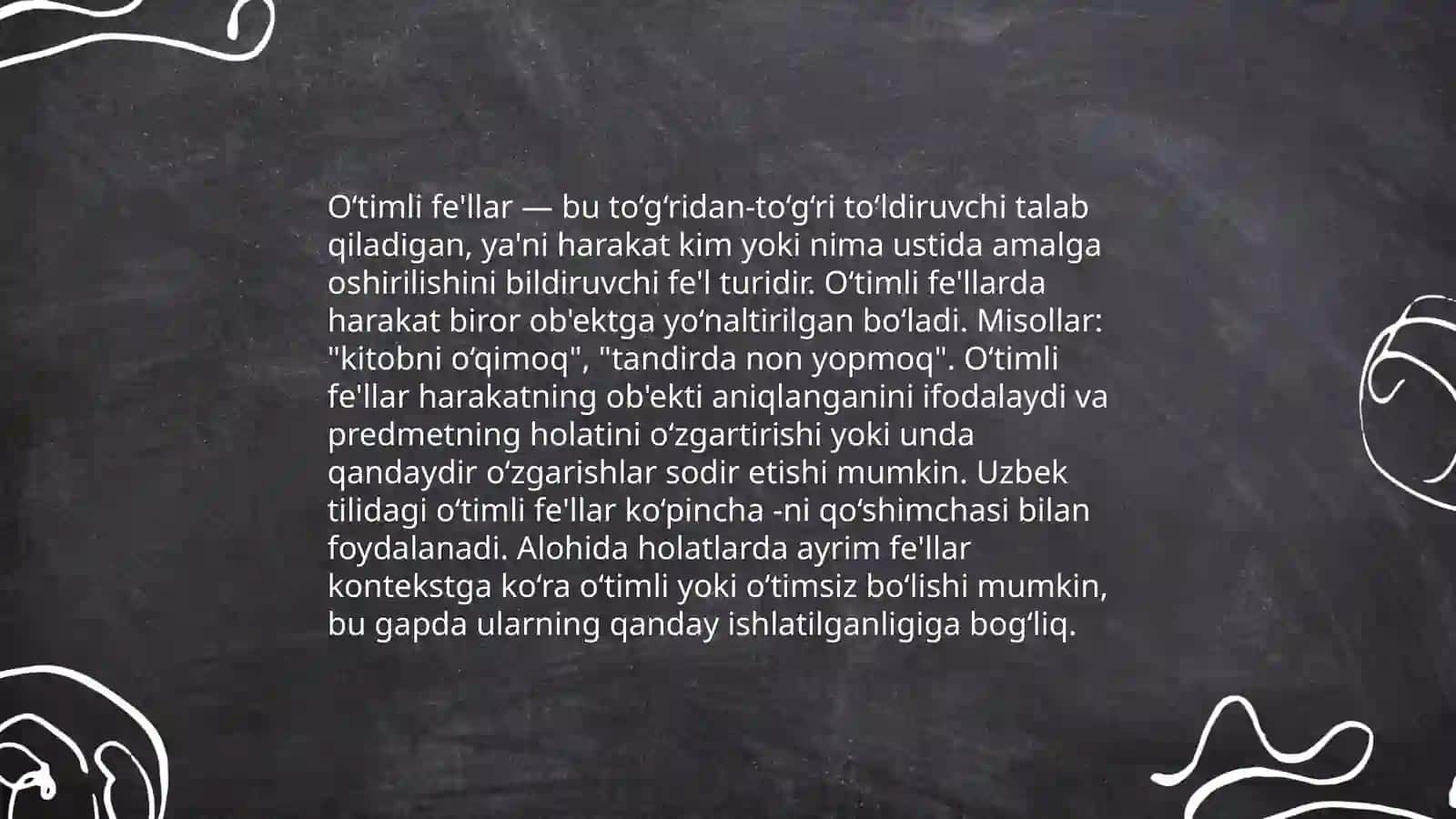 O‘timli va o‘timsiz fe'llar 3